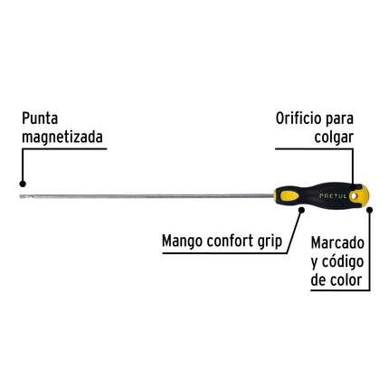 Desarmador cabinet 1/8 x 8' mango Comfort Grip, Pretul | DG-1/8X8BP | 21488