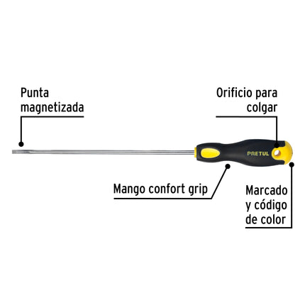 Desarmador cabinet 3/16 x 8' mango Comfort Grip, Pretul | DG-3/16X8BP | 21491