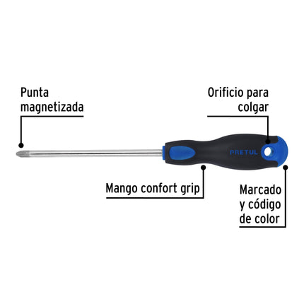 Desarmador de cruz 5/16' x 6' mango Comfort Grip, Pretul | DP-5/16X6BP | 21492