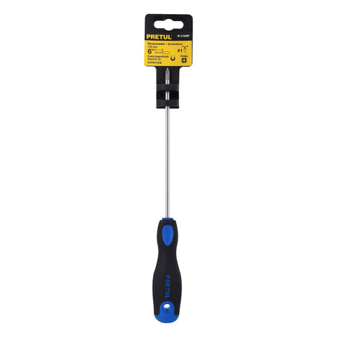 Desarmador de cruz 3/16' x 6' mango Comfort Grip, Pretul | DP-3/16X6BP | 21494