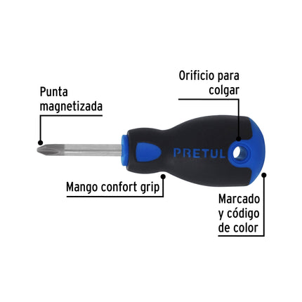 Desarmador de cruz 1/4' x 1-1/2' mango Comfort Grip, Pretul | DP-1/4X1-1/2BP | 21498