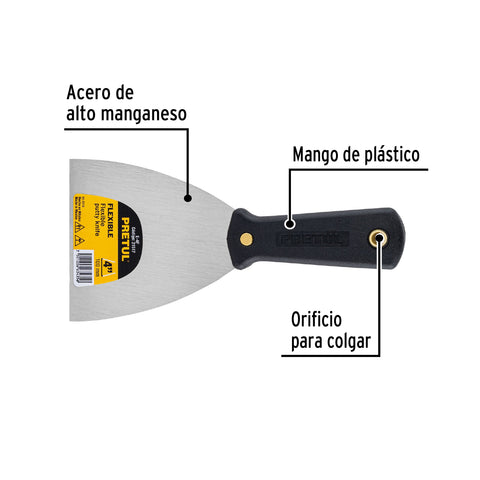 Espátula flexible 4' con mango de plástico, Pretul | E-4F | 21517