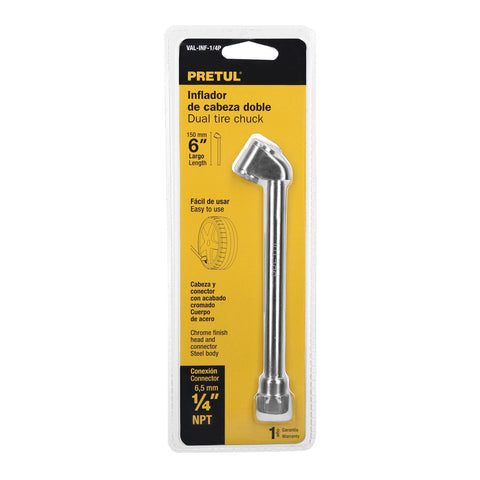 Inflador de cabeza doble, cuerda 1/4' NPT, PRETUL | VAL-INF-1/4P | 21694