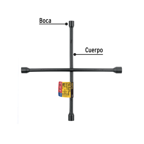 Llave de cruz 18', acabado negro mate, PRETUL | LLCR-18P | 21801