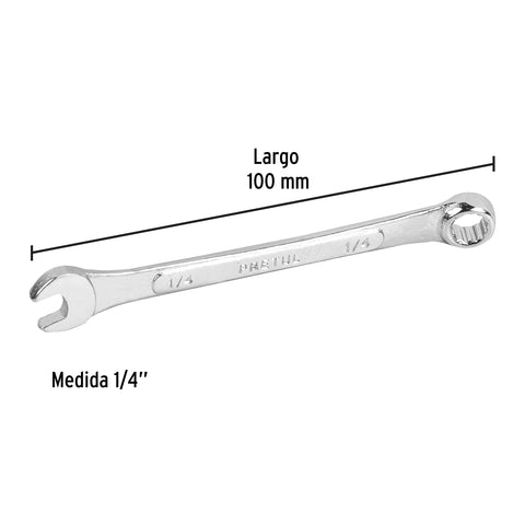 Llave combinada 1/4' x 100 mm de largo, Pretul | LL-2008P | 21880