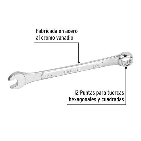 Llave combinada 1/4' x 100 mm de largo, Pretul | LL-2008P | 21880