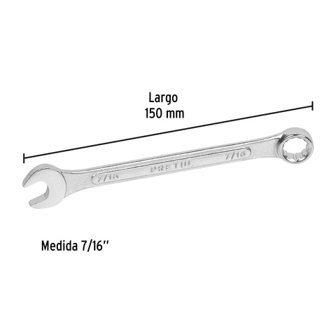 Llave combinada 7/16' x 150 mm de largo, Pretul | LL-2014P | 21883