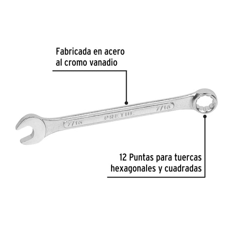 Llave combinada 7/16' x 150 mm de largo, Pretul | LL-2014P | 21883