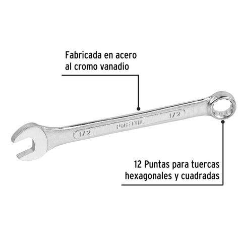 Llave combinada 1/2' x 170 mm de largo, Pretul | LL-2016P | 21884