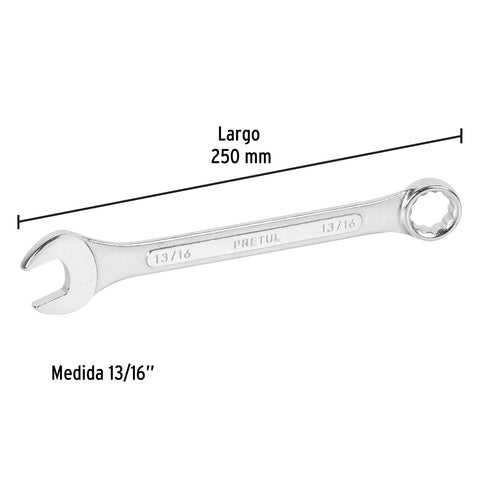 Llave combinada 13/16' x 250 mm de largo, Pretul | LL-2026P | 21889