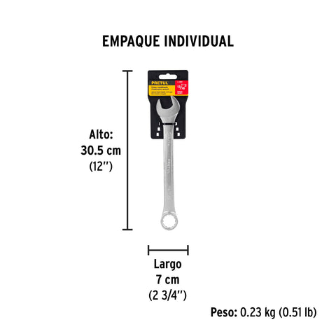 Llave combinada 13/16' x 250 mm de largo, Pretul | LL-2026P | 21889