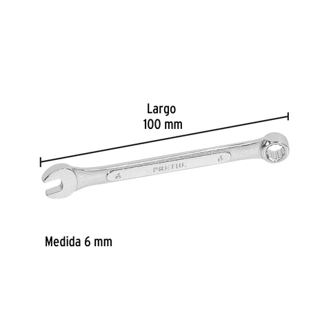 Llave combinada 6 mm x 100 mm de largo, Pretul | LL-2006MP | 21900