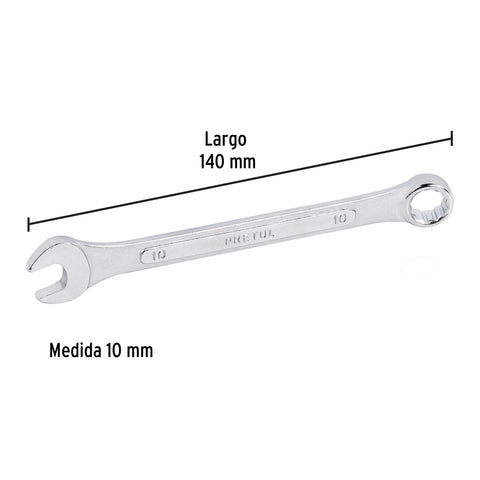 Llave combinada 10 mm x 140 mm de largo, Pretul | LL-2010MP | 21904
