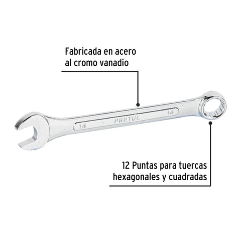 Llave combinada 14 mm x 180 mm de largo, Pretul | LL-2014MP | 21908