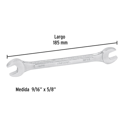 Llave española, 9/16 x 5/8' x 185 mm de largo, PRETUL | LL-3030P | 21955