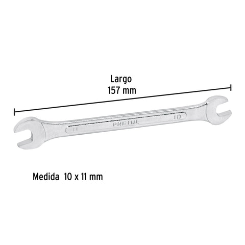 Llave española 10 x 11 mm x 157 mm de largo, PRETUL | LL-31011MP | 21972