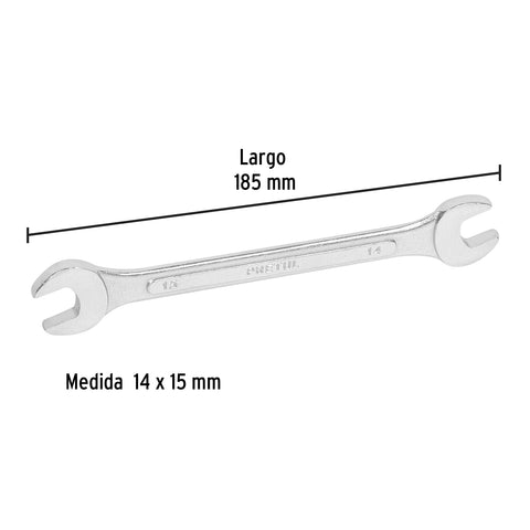 Llave española 14 x 15 mm x 185 mm de largo, PRETUL | LL-31415MP | 21974