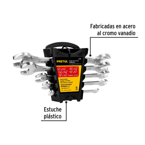 Juego de 5 llaves españolas std, PRETUL | J-305P | 22000
