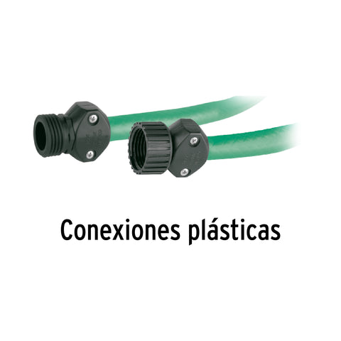 Manguera verde 1/2' 3 capas 10m conexiones plásticas, PRETUL | MAN-10X1/2P | 22130