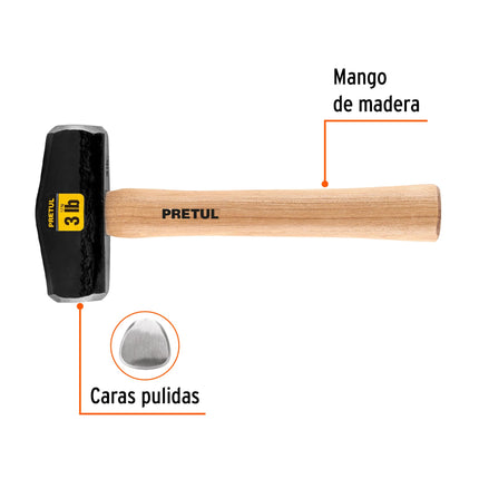 Marro tipo Nevada 3 lbs. mango 10-3/4', Pretul | DHT-3P | 22216