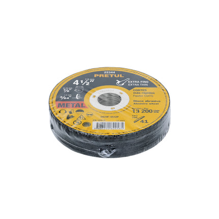 Disco Tipo 41 de 4-1/2' x 1.2 mm corte fino de metal, Pretul (DICOF-4512P)