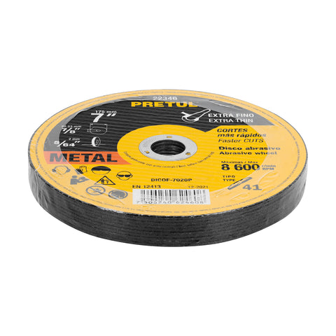Disco Tipo 41 de 7' x 2 mm corte fino de metal, Pretul | DICOF-7020P | 22346