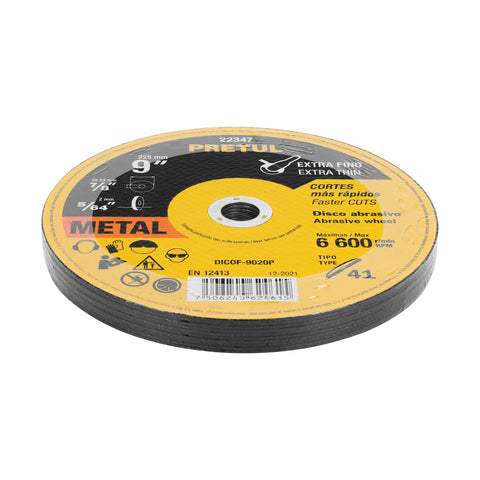 Disco Tipo 41 de 9' x 2 mm corte fino de metal, Pretul | DICOF-9020P | 22347