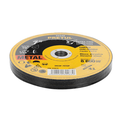 Disco Tipo 41 de 7' x 1.5 mm corte fino de metal, Pretul | DICOF-7015P | 22349