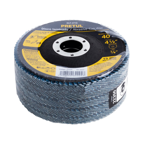 Disco laminado 4-1/2', grano 40 centro 7/8', fibra, PRETUL | DLP-2716 | 22350