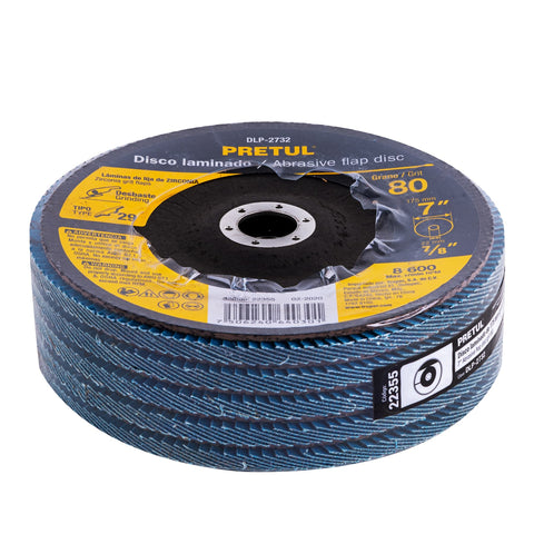 Disco laminado 7', grano 80 centro 7/8', fibra, PRETUL | DLP-2732 | 22355