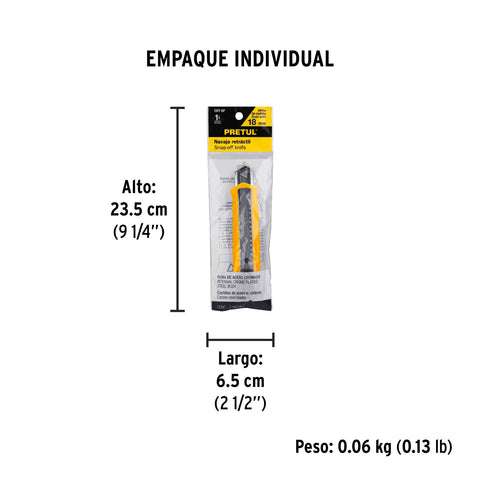 Cutter 18 mm plástico con alma metálica, Pretul | CUT-6P | 22396