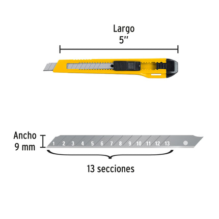 Cutter 9 mm plástico, Pretul (CUT-5PB)