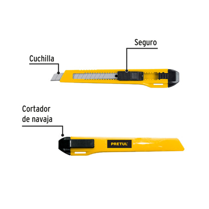 Cutter 9 mm plástico, Pretul (CUT-5PB)