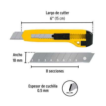 Cutter 18 mm plástico, Pretul (CUT-6PB)