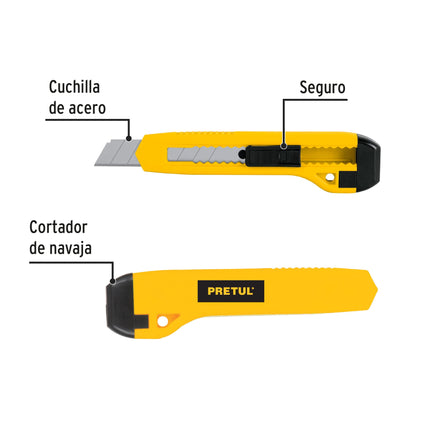 Cutter 18 mm plástico, Pretul (CUT-6PB)