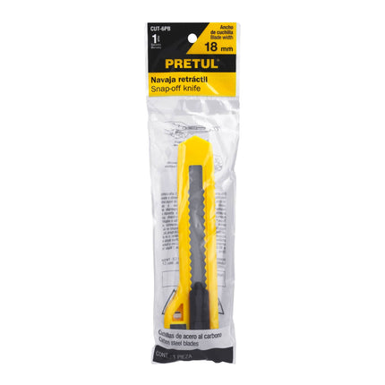 Cutter 18 mm plástico, Pretul (CUT-6PB)