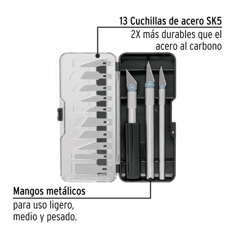 Juego de exactos con 13 cuchillas en estuche, PRETUL | EXA-13P | 22409