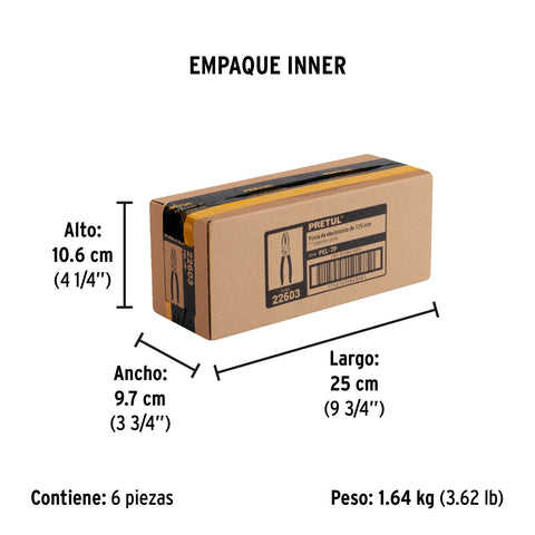 Pinza para electricista 7' mango de PVC, Pretul | PEL-7P | 22603