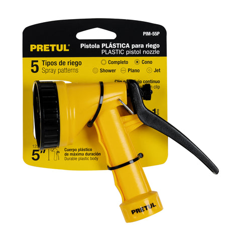 Pistola plástica para riego de 5', 5 funciones, PRETUL | PIM-55P | 22765