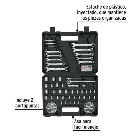 Juego de 71 herramientas 1/4' y 3/8' para mecánico, Pretul | SET-100 | 22980