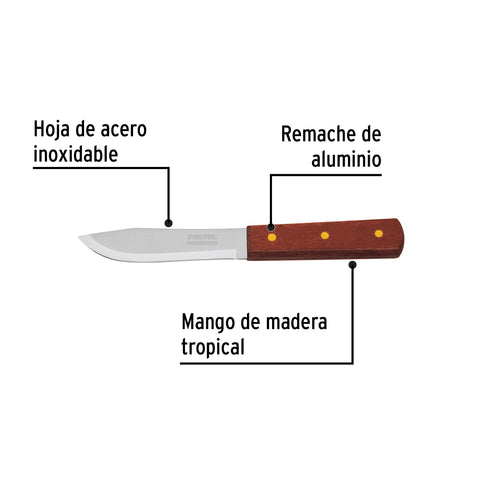 Cuchillo cebollero 5' mango de madera, Pretul | CUCH-M50 | 23075