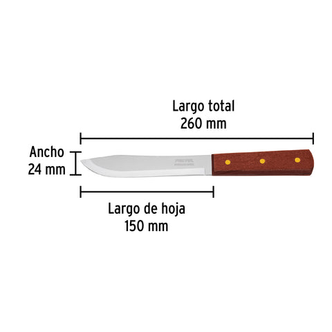 Cuchillo cebollero 6' mango de madera, Pretul | CUCH-M60 | 23076
