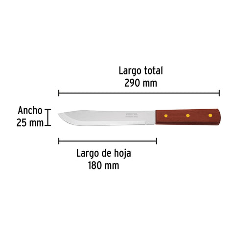Cuchillo cebollero 7' mango de madera, Pretul | CUCH-M70 | 23077