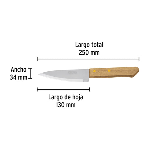 Cuchillo de chef 5' mango de madera, Pretul | CUCH-M51 | 23079