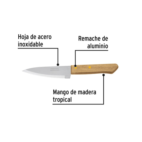 Cuchillo de chef 5' mango de madera, Pretul | CUCH-M51 | 23079