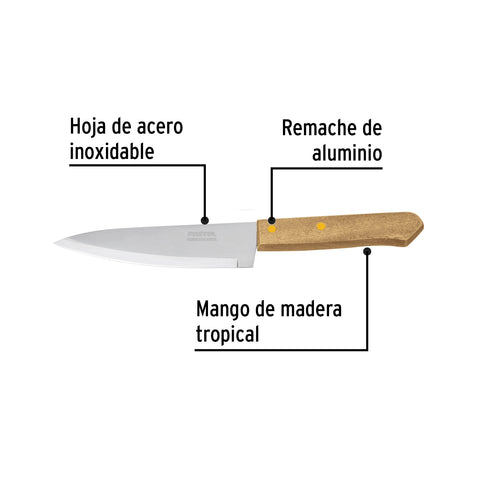 Cuchillo de chef 6' mango de madera, Pretul | CUCH-M61 | 23080