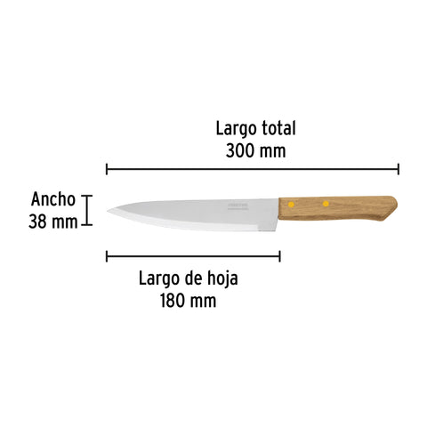 Cuchillo de chef 7' mango de madera, Pretul | CUCH-M71 | 23081
