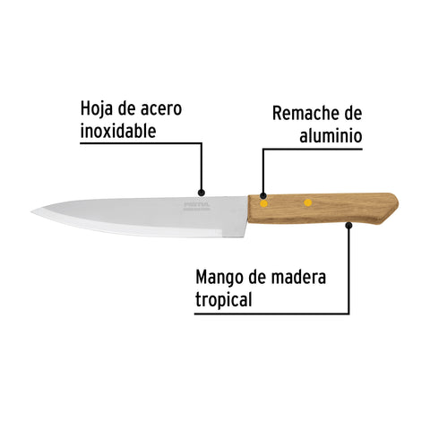 Cuchillo de chef 7' mango de madera, Pretul | CUCH-M71 | 23081
