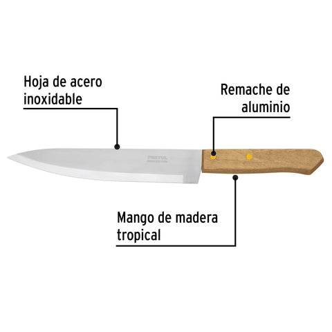 Cuchillo de chef 8' mango de madera, Pretul | CUCH-M81 | 23082