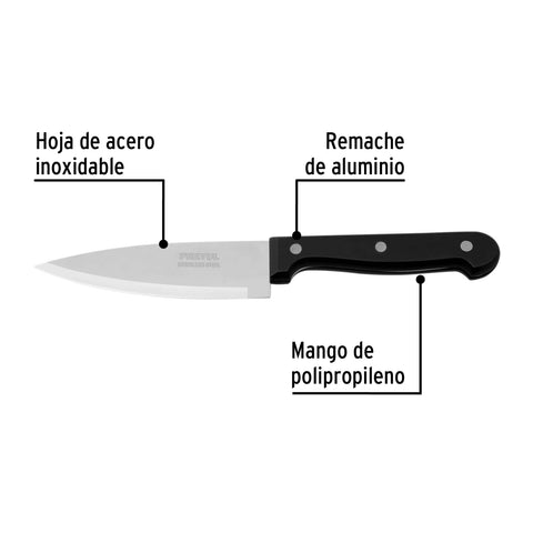 Cuchillo de chef 5' mango de polipropileno, Pretul | CUCH-P51 | 23088